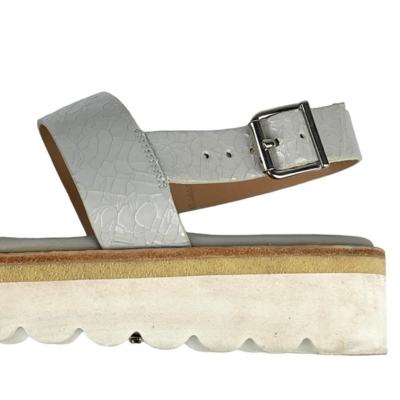 ANTHROPOLOGIE SANCHITA CRACKLE LEATHER BEADED FLORAL SLINGBACK PLATFORM SANDAL - Picture 9 of 13